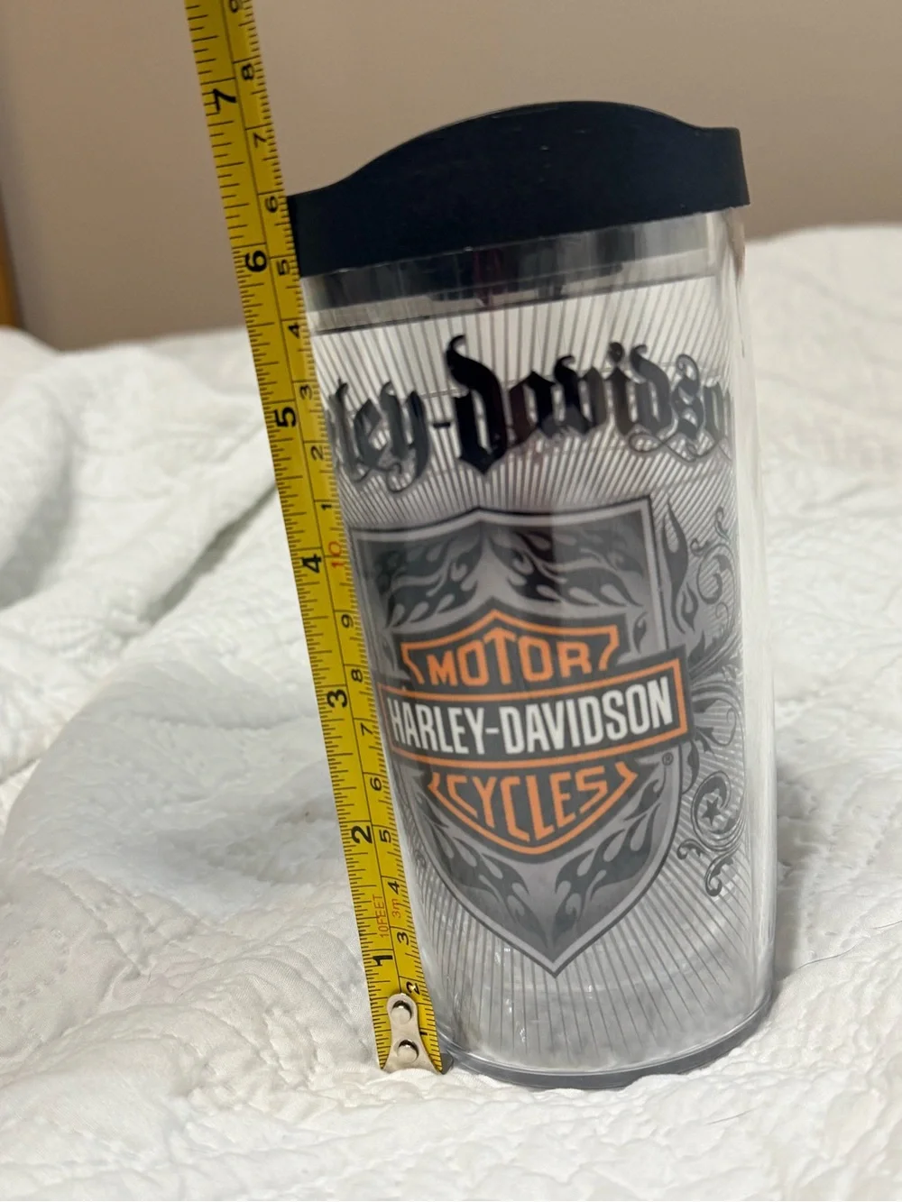 Harley-Davidson Clear Travel Tumbler with Black & Orange Logo